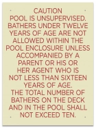 Ontario CA Unsupervised Pool >93m2 Sign